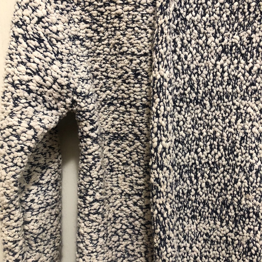 Women’s Small boucle cardigan open style cream and navy long sleeve